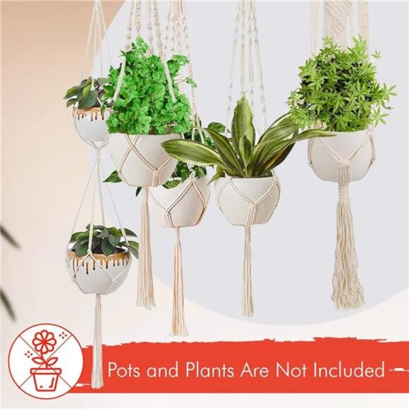 Macrame Plant Hangers Indoor Macrame Hanging Planters for Indoor Plants, 6 Pack - Picture 2 of 14